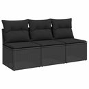 havesofa med hynder 3-personers sort polyrattan