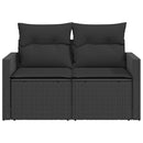 havesofa med hynder 2-personers sort polyrattan