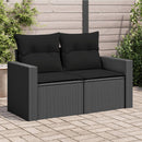 havesofa med hynder 2-personers sort polyrattan