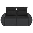 havesofa med hynder 2-personers sort polyrattan