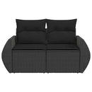 havesofa med hynder 2-personers sort polyrattan