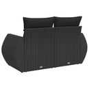 havesofa med hynder 2-personers sort polyrattan