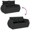 havesofa med hynder 2-personers sort polyrattan