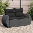 havesofa med hynder 2-personers sort polyrattan