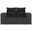 havesofa med hynder 2-personers sort polyrattan