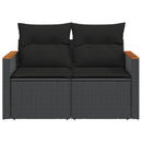 2-personers havesofa med hynder polyrattan sort