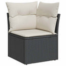 hjørnemodul til havesofa med hynder polyrattan sort