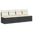 4-personers havesofa med hynder polyrattan sort