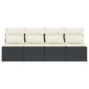 4-personers havesofa med hynder polyrattan sort