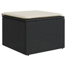haveskammel med hynde 55x55x37 cm polyrattan sort