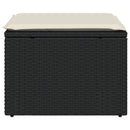 haveskammel med hynde 55x55x37 cm polyrattan sort