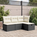 haveskammel med hynde 55x55x37 cm polyrattan sort