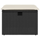 haveskammel med hynde 55x55x37 cm polyrattan sort