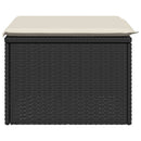 haveskammel med hynde 55x55x37 cm polyrattan sort