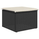 haveskammel med hynde 55x55x37 cm polyrattan sort