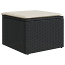 haveskammel med hynde 55x55x37 cm polyrattan sort