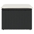 haveskammel med hynde 55x55x37 cm polyrattan sort