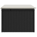 haveskammel med hynde 55x55x37 cm polyrattan sort