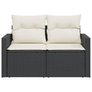 2-personers havesofa med hynder polyrattan sort
