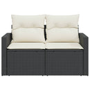 2-personers havesofa med hynder polyrattan sort