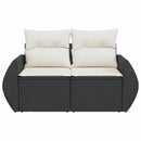 2-personers havesofa med hynder polyrattan sort