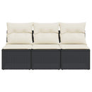 3-personers havesofa med hynder polyrattan sort