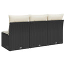 3-personers havesofa med hynder polyrattan sort