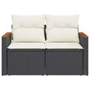 2-personers havesofa med hynder polyrattan sort