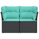 2-personers havesofa med hynder polyrattan sort