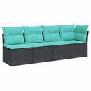4-personers havesofa med hynder polyrattan sort