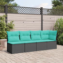 4-personers havesofa med hynder polyrattan sort