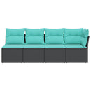 4-personers havesofa med hynder polyrattan sort
