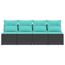 4-personers havesofa med hynder polyrattan sort