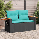 havesofa med hynder 2-personers sort polyrattan