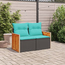 havesofa med hynder 2-personers sort polyrattan
