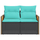 havesofa med hynder 2-personers sort polyrattan