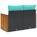 havesofa med hynder 2-personers sort polyrattan