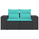 2-personers havesofa med hynder polyrattan sort