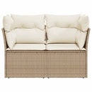 2-personers havesofa med hynder polyrattan beige