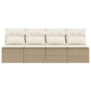 4-personers havesofa med hynder polyrattan beige