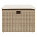 haveskammel med hynde 55x55x37 cm polyrattan beige
