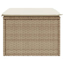 haveskammel med hynde 55x55x37 cm polyrattan beige