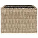 havebord med glastop 55x55x37 cm polyrattan beige