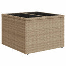 havebord med glastop 55x55x37 cm polyrattan beige