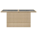 havebord med glastop 100x55x73 cm polyrattan beige