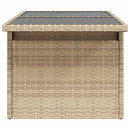 havebord med glastop 100x55x73 cm polyrattan beige