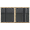 havebord med glastop 100x55x73 cm polyrattan beige
