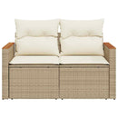 2-personers havesofa med hynder polyrattan beige