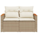 2-personers havesofa med hynder polyrattan beige