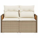 2-personers havesofa med hynder polyrattan beige